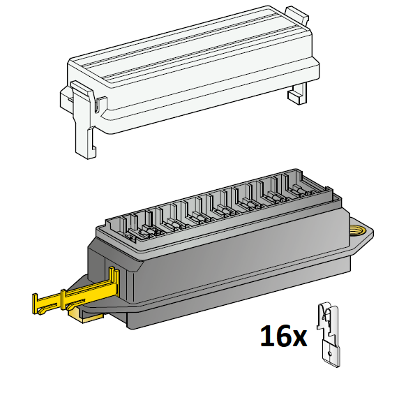Fuseholder with cover and contacts for UniVal / normOTO - 8-pol. 