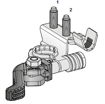 Battery clamp (-) with quick release, stud bolts M6-M6 - cable cross-section 10 - 20 mm² 