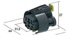 3 WAY POWER waterproof FEMALE holder with black seal 