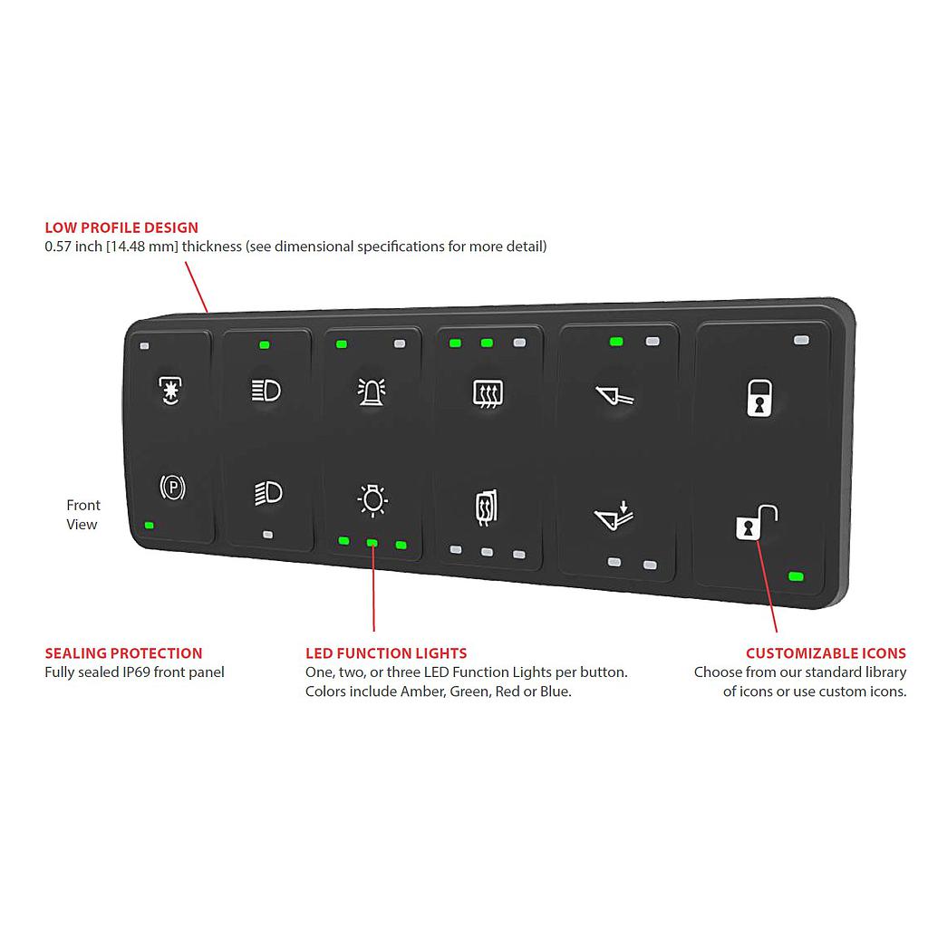 CKP 6 - CAN-Switch-Module 2x3-way - rubber surface IP69 - Sample configuration