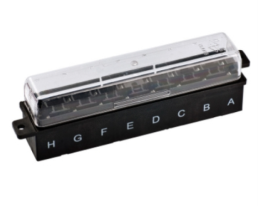 Fuse holder for UniVal fuses with transparent cover and seal - 8-pin.