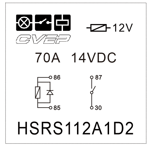 Powerrelay 12V - Closer - 70A - Diode - without bracket - sealed