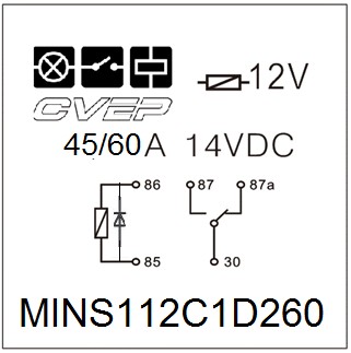 Minirelay 12V - Changer - 45A/60A - Diode - without metalbracket - sealed