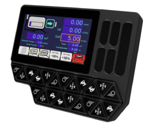 CVEP CANDiCon743 - CAN control terminal - Display 1x 7‘ + 1x 4.3’ - Keyboard unit - Touch - Housing: Aluminium black
