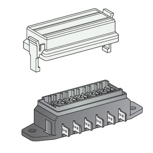 [0100590] 8-pole fuse box with cover and side. Connector plugs 