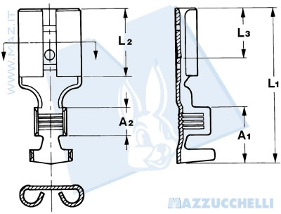 [11144OTZN] Flat receptacle with locking lug 9.5mm - Cable cross-section: 4mm²-6mm² - Material: CuZn 