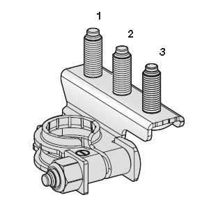 [1507708] Battery clamp punched (+) with 3 stud bolts - M6-M6-M6 - SX 