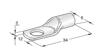 [1605000] Tubolar L34 - Hole M6 - Cable cross section 16mm² - Material: Cu-Sn 