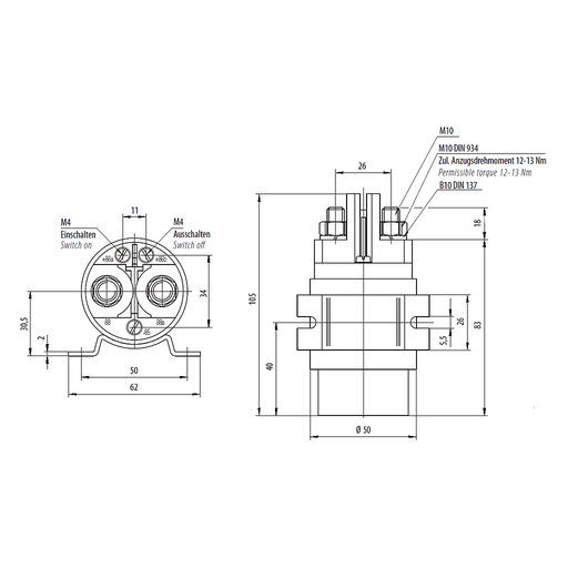 [30.2.300.11] RELAY SERIES 30 bistable - 300A 24V - Diode - with side flange