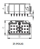 [400610ABU] Connector JPT 3-row - 21-pin - Press-fit technology - Colour: Blue - 2nd Gen.