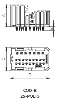 [403100AGYB] Plug connector MCPIN 25-pin - COD-B - straight - press-fit technology - grey