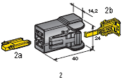 [4440340] 2-WAY POWER CONNECTORS - FEMALE HOUSING polarized - Color: gray / incl. Secondary lock 