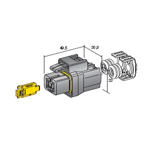 [4440900] 2-WAY POWER CONNECTORS - FEMALE HOUSING polarized - with secondary lock - color: black 