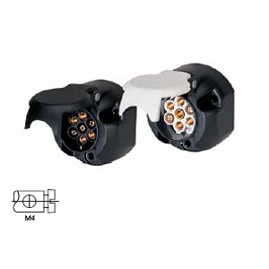 [6.00737.000] Trailer plug 12 V, 7-pin, socket according to ISO 1724, N version, with switch-off contact for rear fog light, plastic, with screw contacts and rubber seal in the cover 