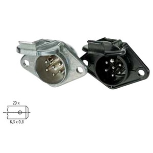 [6.00753.616] Trailer plug 24 V, 7-pin, socket, according to ISO 1185, N-version, metal, with flat plug contacts 20-fold 
