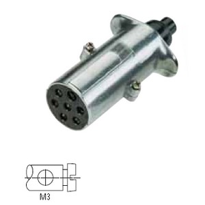 [6.00754.000] Trailer plug 24 V, 7-pin, plug, according to ISO 1185, N design, metal, with screw contacts 