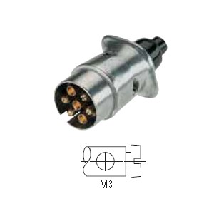 [6.00774.000] Trailer plug 12 V, 7-pin, plug according to ISO 1724, N design, metal, with screw contacts 