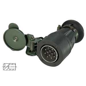 [6.00871.000] Military plug according to VG 96 923, plug with contact pins for cable diameter 23.5 mm, with hinged cover 