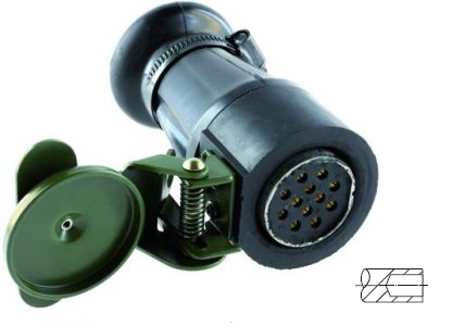 [6.00873.000] Military plug according to VG 96 923, plug with contact sockets for cable diameter 23.5 mm, with hinged cover 