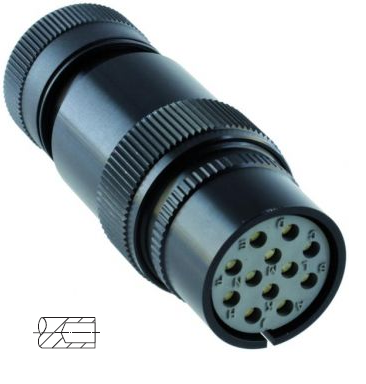 [6.00924.000] Military plug according to VG 96 923, black plug with contact sockets for cable diameter 19.5 mm 