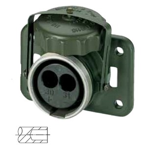 [6.00941.002] 2-pin military connector, 24 V according to VG 96 917, socket, olive green, without contacts 