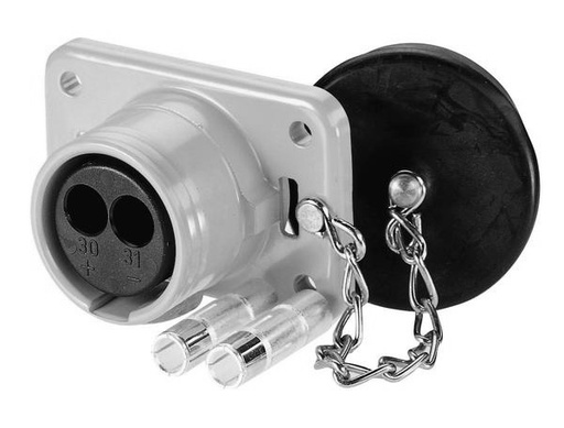 [6.00941.005] 2-pole military connector, 24 V according to VG 96 917, socket, GREEN, with crimp / solder contacts for 50 mm² cable, with rubber cap 
