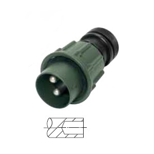 [6.00942.005] 2-pole military connector, 24 V according to VG 96 917, plug with screw ring, olive green, with crimp / solder contacts for 35 mm² cable, for heat-shrinkable end housing or for overmolding 