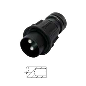 [6.00942.055] 2-pin military connector, 24 V according to VG 96 917, plug with screw ring, black, with crimp / solder contacts for 50 mm² cable, for heat-shrinkable end housing or for overmolding 