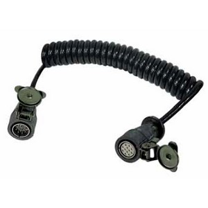 [6.00946.002] Military plug according to VG 96 923, connecting cable, helical cable with 1 plug pin contacts and 1 plug socket contacts, length 4 m (stretched) 