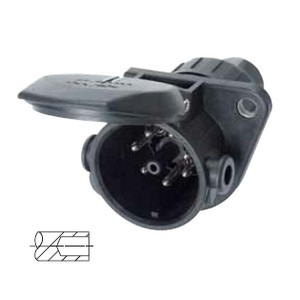 [6.64801.000] Trailer plug 24 V, EBS socket 7-pin, to ISO 7638, for cable Ø 11 - 14.5 mm or corrugated conduit NW 13, with turned crimp contacts