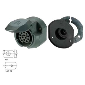 [6.90010.001] Socket in accordance with ISO 11 446, screw connection, with switch-off contact for rear fog light, with surface seal and base