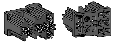 [9.9044.E200100] Micorelay socket for PCB mounting - 5-pin - Press-fit contacts 2 x 6.3mm + 3 x 4.8mm