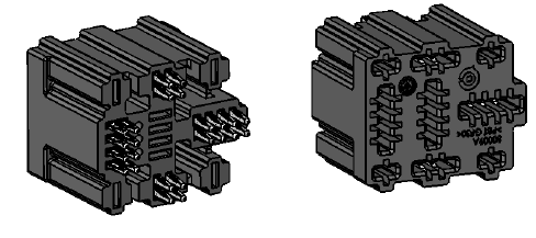 [9.9046.E200504] Power Relay Socket for PCB - 5-pin - Press Fit Terminals 3 x 9,5 mm + 2 x 6,3 mm (Version light)