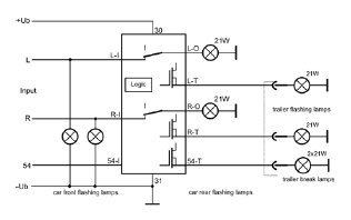 [AHG.120.010.00] Trailer lighting modules - Lug: optional - Indicator lamp: C2 - 3outputs - 3inputs