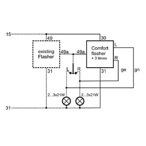 [BG.100.004.00] Flasher unit 12V - BG_version: (2+1)*21W - Current: 5A - NO contact - Flashing frequency: 90 imp/min +/- 10 - Indicator lamp: C2 - Lug: optional
