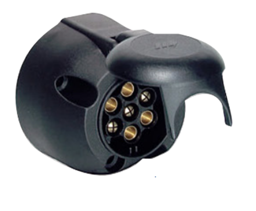 [00423700] 7-pole 12 V round sockets with plastic housing - 6.3 mm flat plug - ISO 1724 