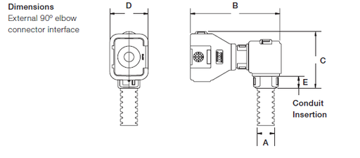 [CIH08-90-AT2LP] ABB - High Temperature External 90° elbow connector interface - Series AMPSEAL 16