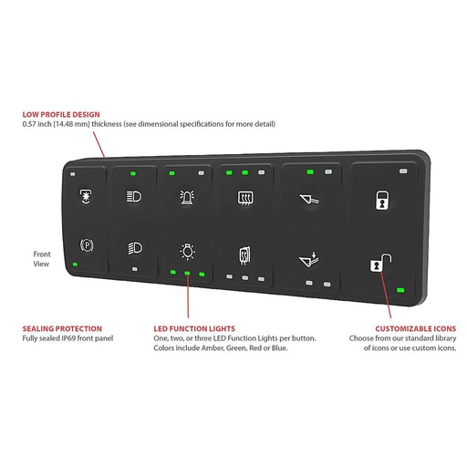 [CKP1-4-X] CKP 6 - CAN-Switch-Module 2x3-way - rubber surface IP69 - Sample configuration