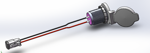 [DS2013-WDT] Double USB socket 4.2A (2 x 2.1A) with sturdy hinged cover - LED illuminated - 150mm cable (1x red / 1x black), cable ends stripped and tinned with assembled DT04-2P connector housing. (customer logo - optional)