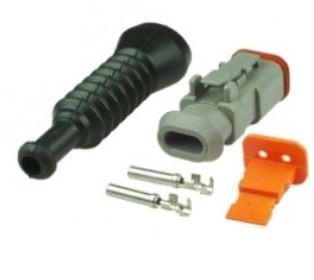 [DT06-2S-E008KIT] Deutsch connector complete 2-pin - KIT (socket housing + clamping part + 2x contacts + rubber grommet)