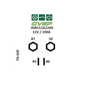[HSR112A2200] Powerrelay 12V - Closer - 200A - with bracket - Terminals: 2xM6 / 2x6,3mm