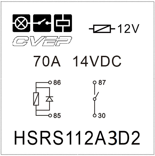 [HSRS112A3D2] Powerrelay 12V - Closer - 70A - Diode - with metal bracket - sealed