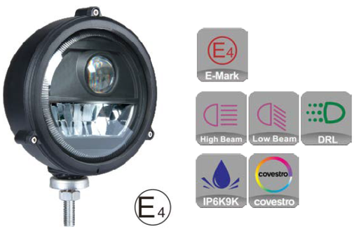 [LH.X.0002] LED Headlight round - Low Beam, High Beam - diameter: 6"