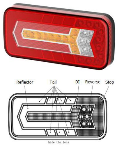 [LR.X.0014.5] LED combination rear lamp - function: tail/reverse/stop/reflector/turn