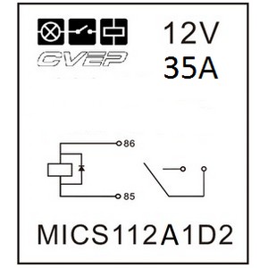 [MICS112A1D2] Microrelay 12V - Closer - 20/35A - Diode - sealed