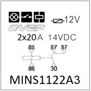 [MINS1122A3] Minirelay 12V - 20/20A - Double Closer - with metalbracket - sealed