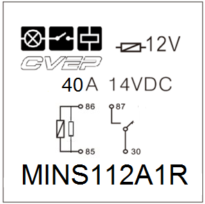 [MINS112A1R] Relay 12V - 40A - Closer - Resistor - without bracket - sealed
