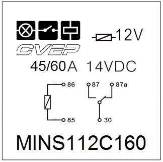 [MINS112C160] Minirelais 12V - Wechsler/Form C - 30A/40A - ohne Lasche