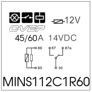 [MINS112C1R60] Minirelay 12V - changer - 45A / 60A - Resistor - without metal bracket - sealed