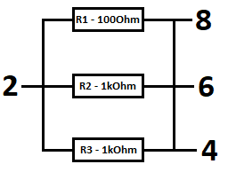 [RC.X.0001] Resistor Combination 0,6W - 1x100Ohm 2x1kOhm - Relay Housing 30x30x30